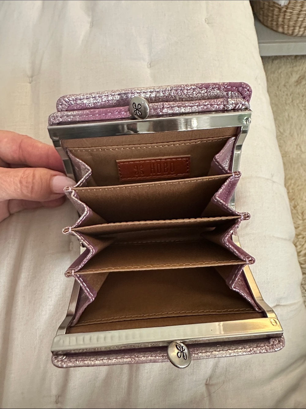Metal-Frame Wallet in Shimmery Lilac